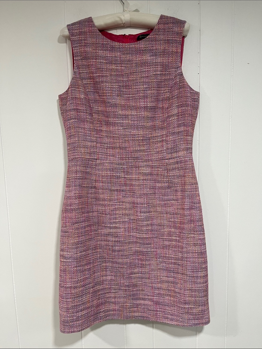 Brooks Brothers Pink Multi Tweed Sleeveless Shift Dress 10